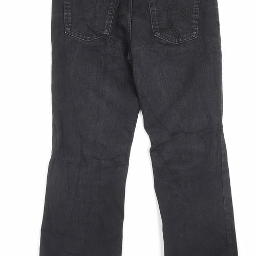 Per Una Womens Black Cotton Straight Jeans Size 14 L28 in Regular Button