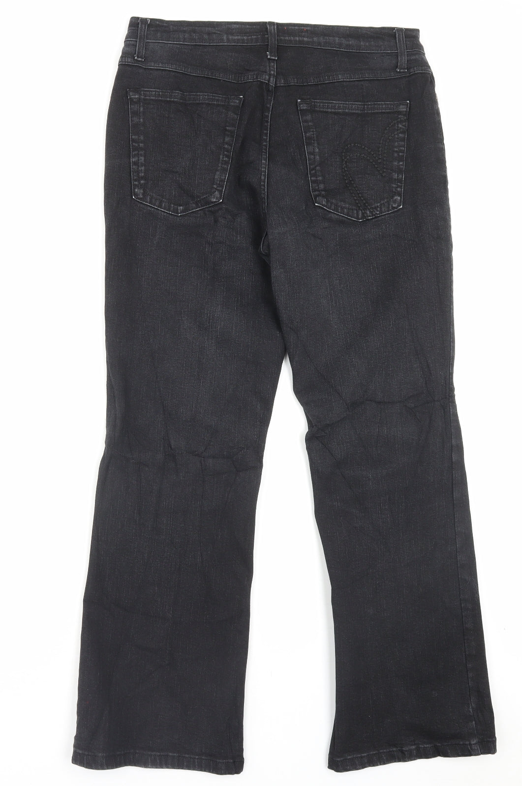 Per Una Womens Black Cotton Straight Jeans Size 14 L28 in Regular Button