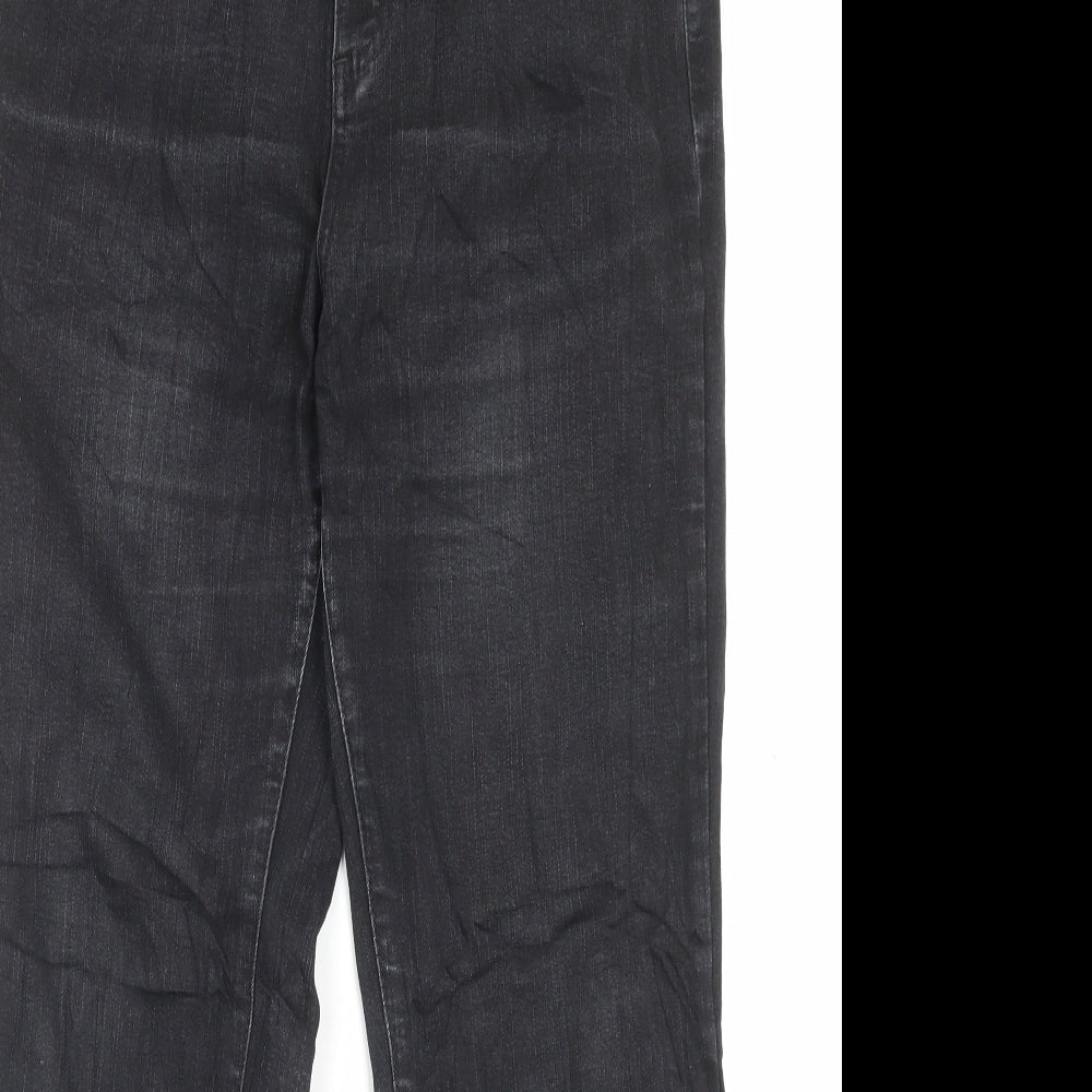 Per Una Womens Black Cotton Straight Jeans Size 14 L28 in Regular Button