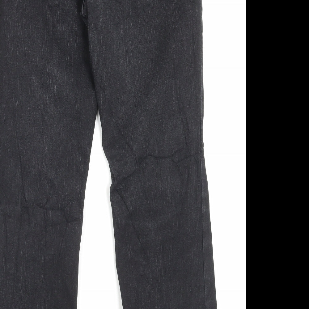 Per Una Womens Black Cotton Straight Jeans Size 14 L28 in Regular Button