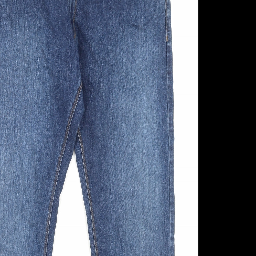 Marks and Spencer Mens Blue Cotton Straight Jeans Size 38 in L31 in Slim Button