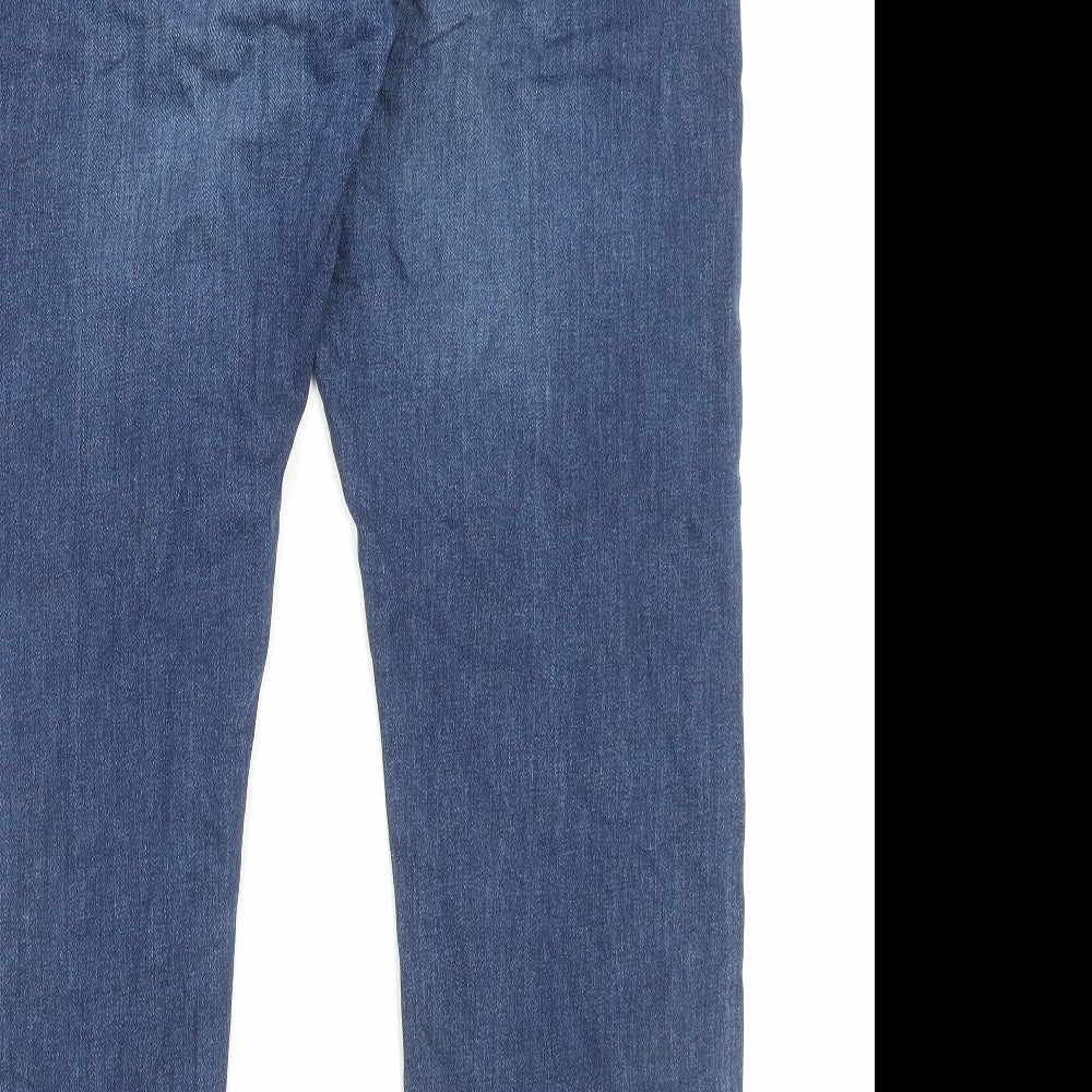 Marks and Spencer Mens Blue Cotton Straight Jeans Size 38 in L31 in Slim Button