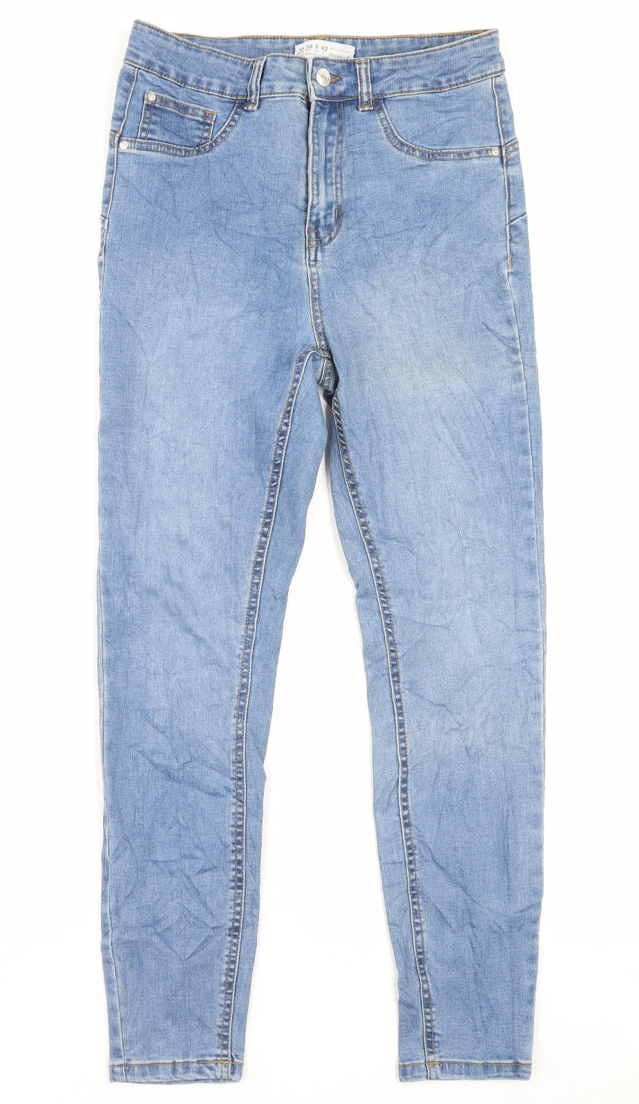 Denim & Co. Womens Blue Cotton Skinny Jeans Size 10 L27 in Regular Button