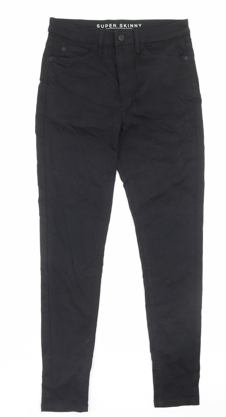 Marks and Spencer Womens Black Cotton Skinny Jeans Size 28 in L28 in Regular Button