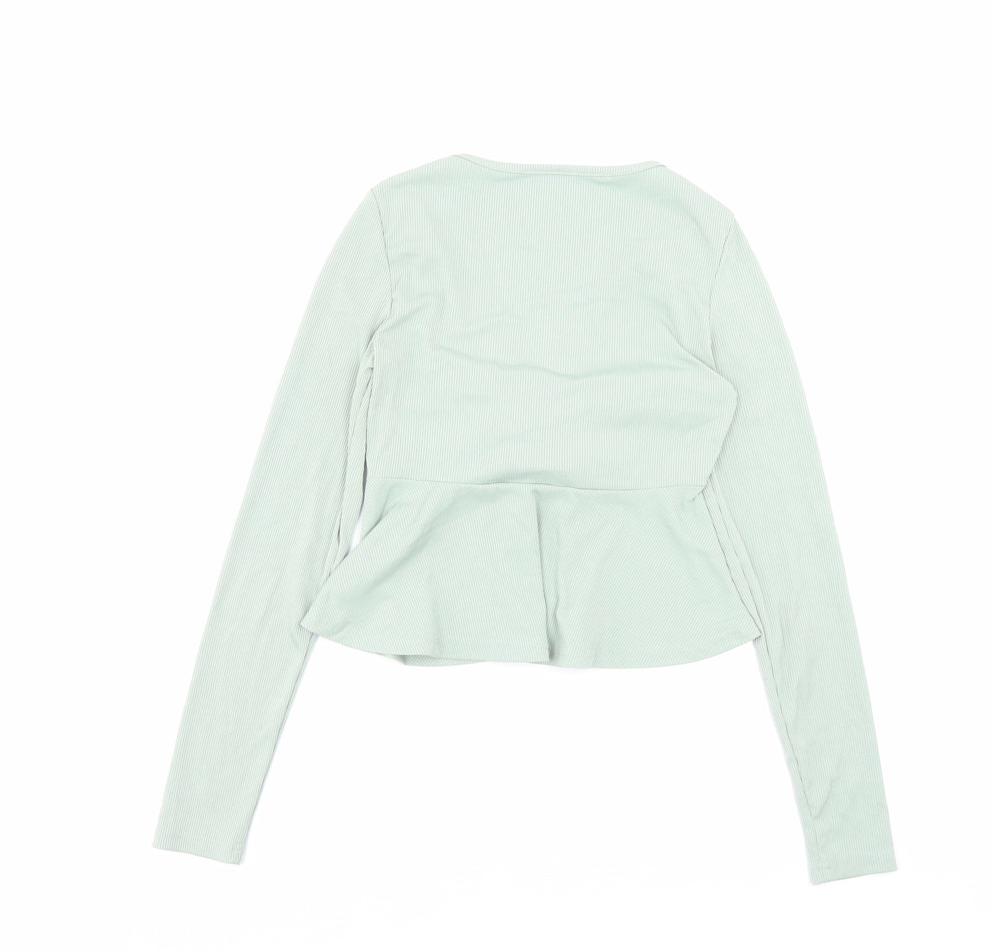 SheIn Womens Green Polyester Basic T-Shirt Size XS V-Neck - Ruched Detail