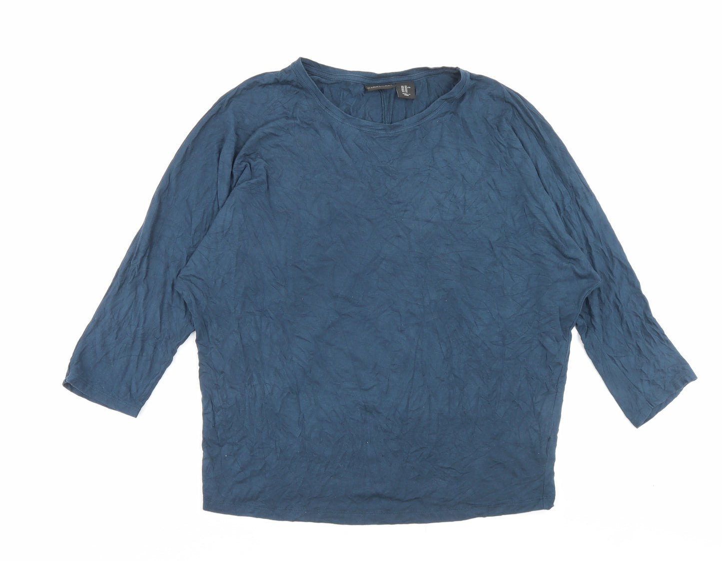 Rachel Zoe Womens Blue Viscose Basic T-Shirt Size XL Crew Neck
