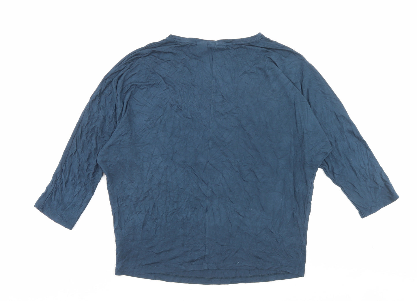Rachel Zoe Womens Blue Viscose Basic T-Shirt Size XL Crew Neck