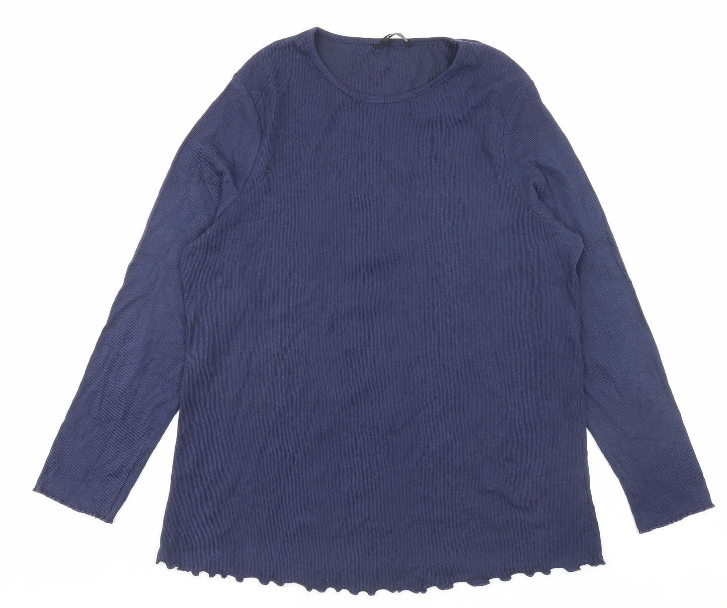 George Womens Blue Cotton Basic T-Shirt Size 24 Crew Neck - Lettuce Edging