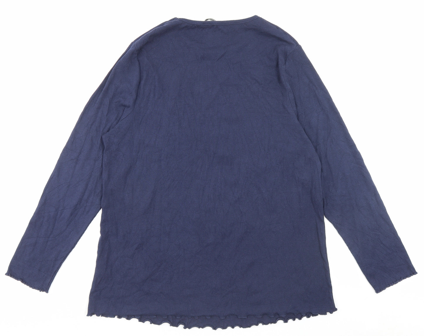 George Womens Blue Cotton Basic T-Shirt Size 24 Crew Neck - Lettuce Edging