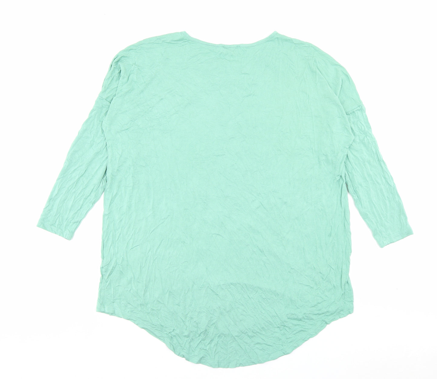Papaya Womens Green Viscose Basic T-Shirt Size XL Crew Neck