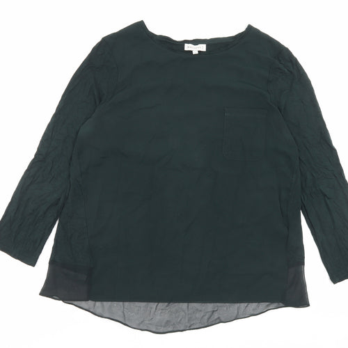 Warehouse Womens Green Viscose Basic T-Shirt Size 12 Crew Neck - Pocket Detail