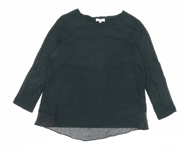 Warehouse Womens Green Viscose Basic T-Shirt Size 12 Crew Neck - Pocket Detail