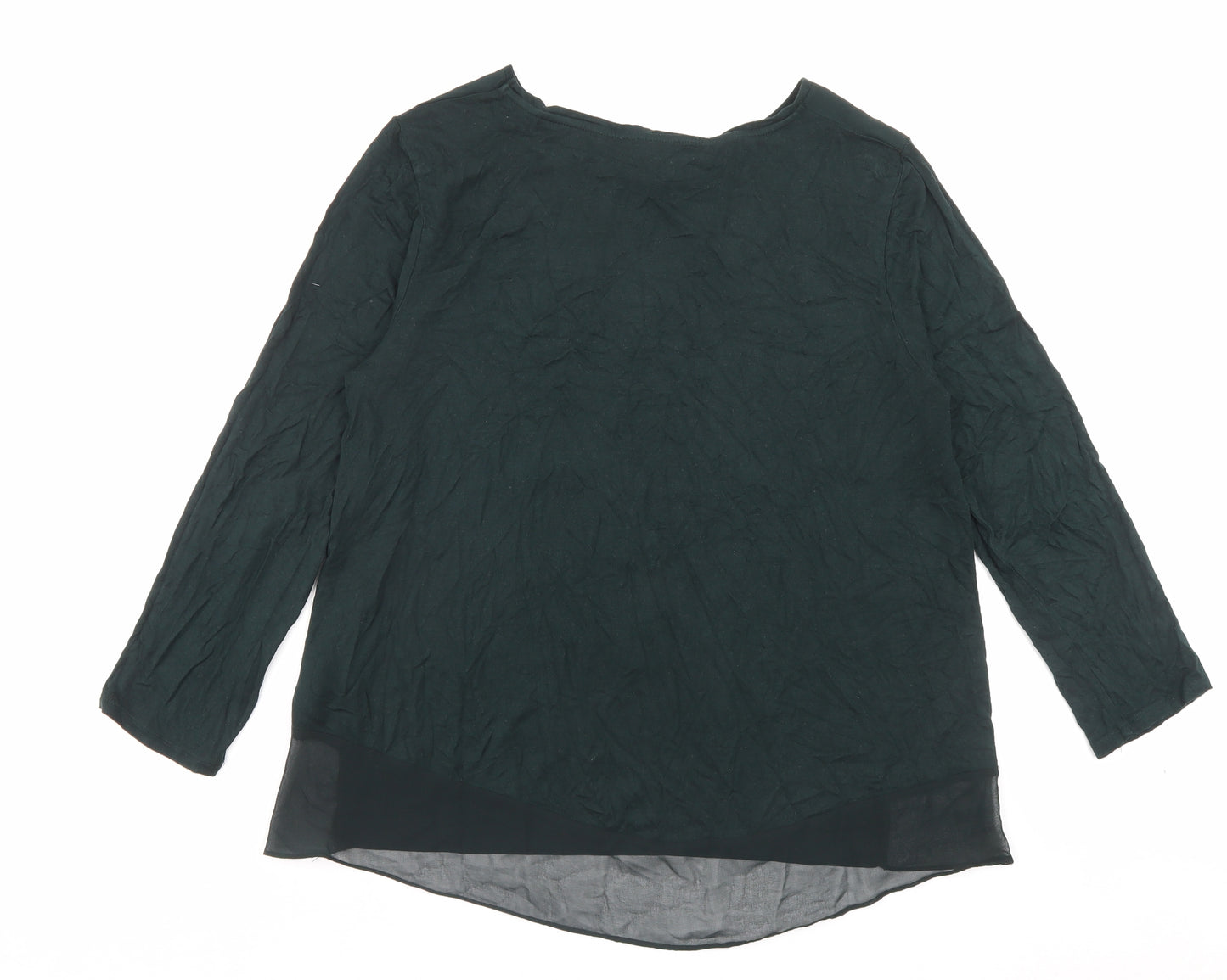 Warehouse Womens Green Viscose Basic T-Shirt Size 12 Crew Neck - Pocket Detail