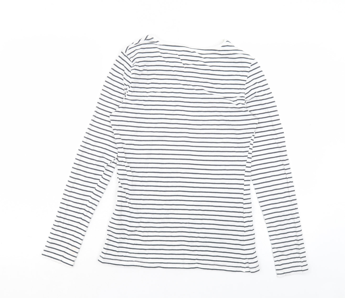 Atmosphere Womens White Striped Cotton Basic T-Shirt Size 10 Crew Neck