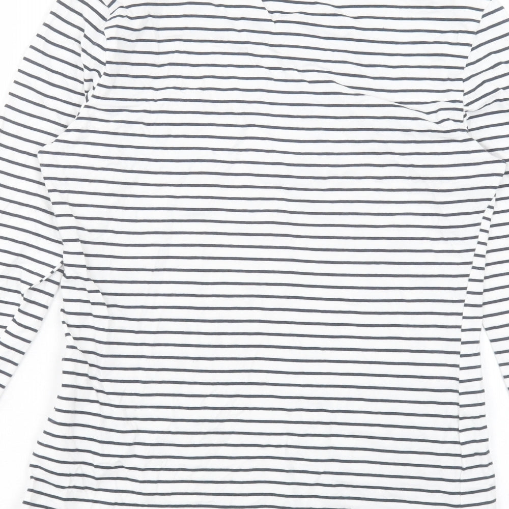 Atmosphere Womens White Striped Cotton Basic T-Shirt Size 10 Crew Neck