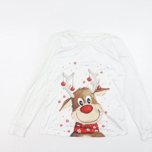 Preworn Womens White Polyester Pullover Sweatshirt Size S Pullover - Reindeer
