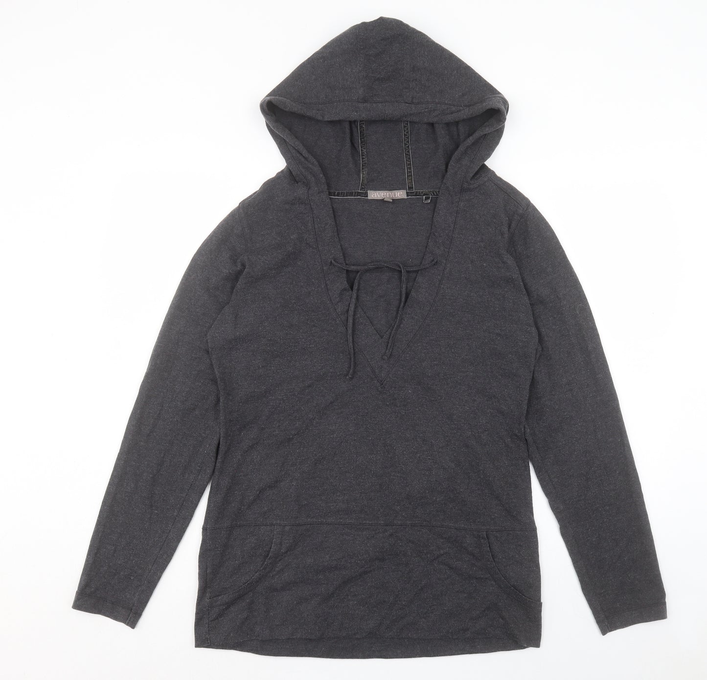 Avenue Womens Grey Cotton Pullover Hoodie Size 14 Pullover