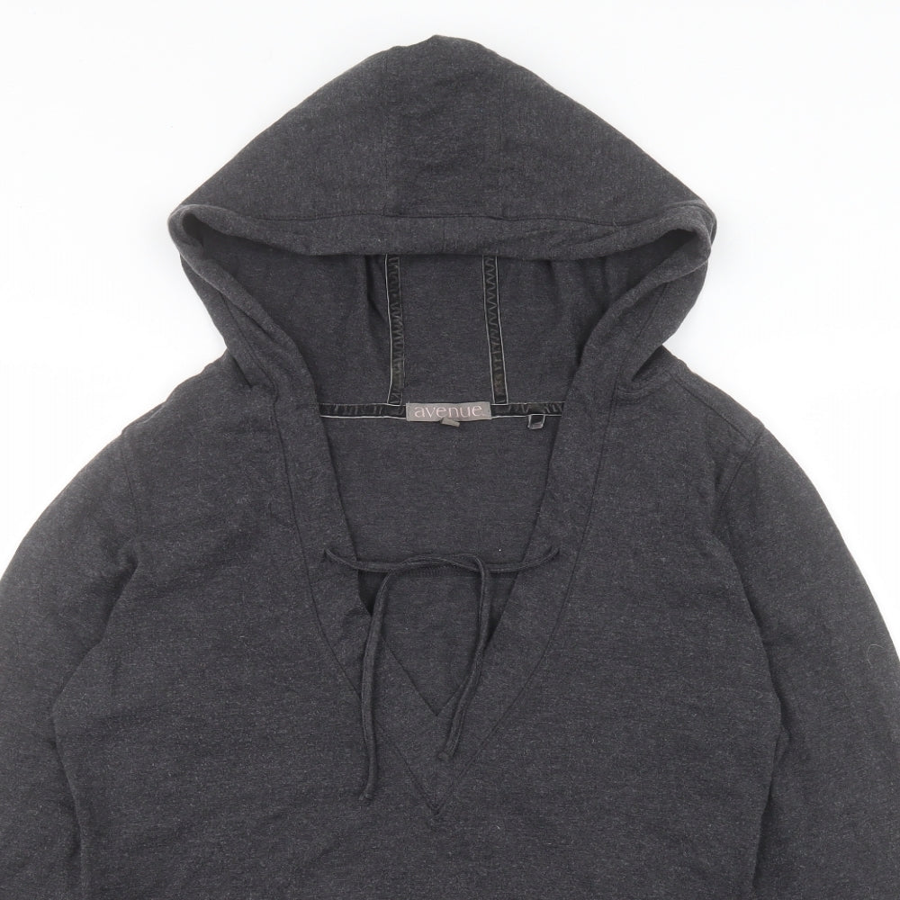 Avenue Womens Grey Cotton Pullover Hoodie Size 14 Pullover
