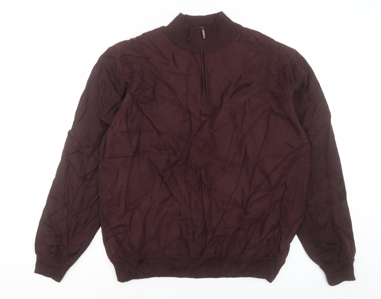 Marks and Spencer Mens Purple High Neck Acrylic Pullover Jumper Size L