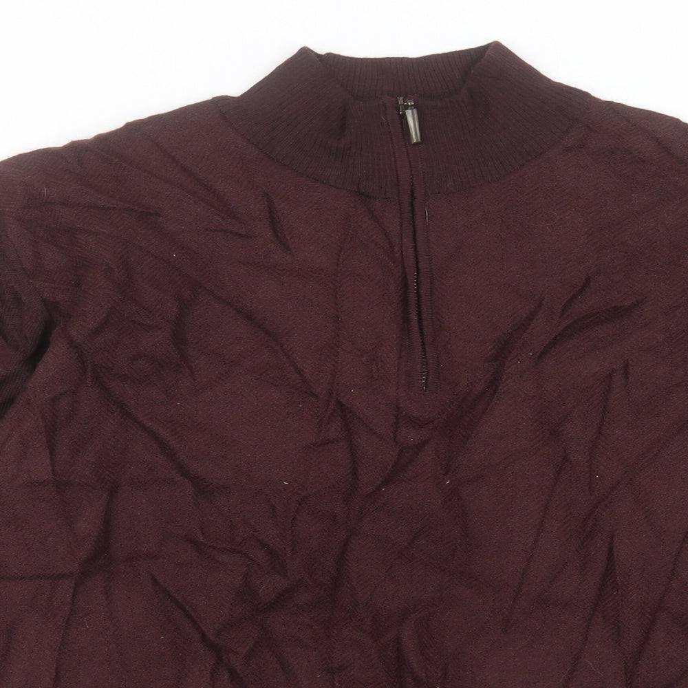 Marks and Spencer Mens Purple High Neck Acrylic Pullover Jumper Size L