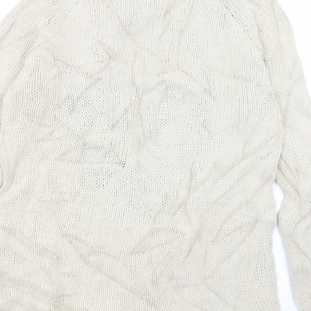 River Island Womens Beige Crew Neck Acrylic Pullover Jumper Size 8 - Heart