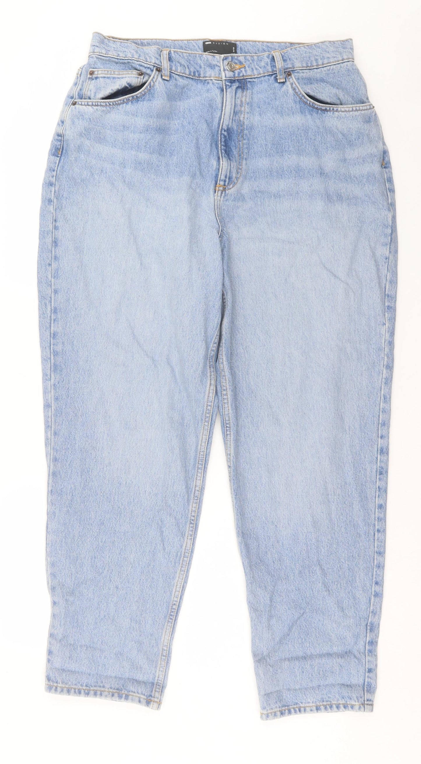 ASOS Mens Blue Cotton Straight Jeans Size 34 in L30 in Regular Button