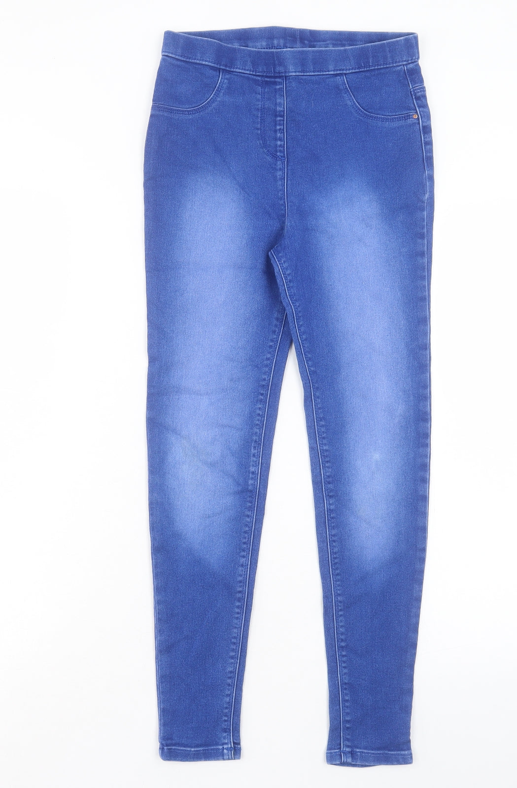 George Girls Blue Cotton Jegging Trousers Size 11-12 Years Regular Pullover