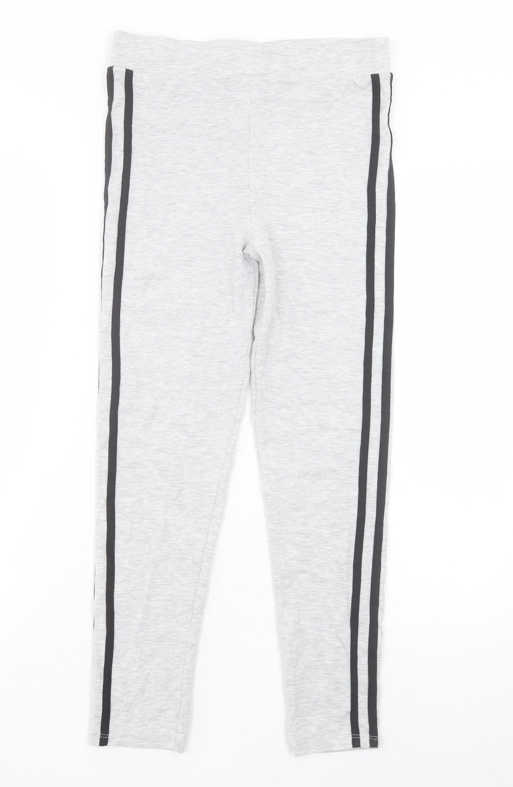 George Girls Grey Striped Cotton Capri Trousers Size 13-14 Years Regular Pullover
