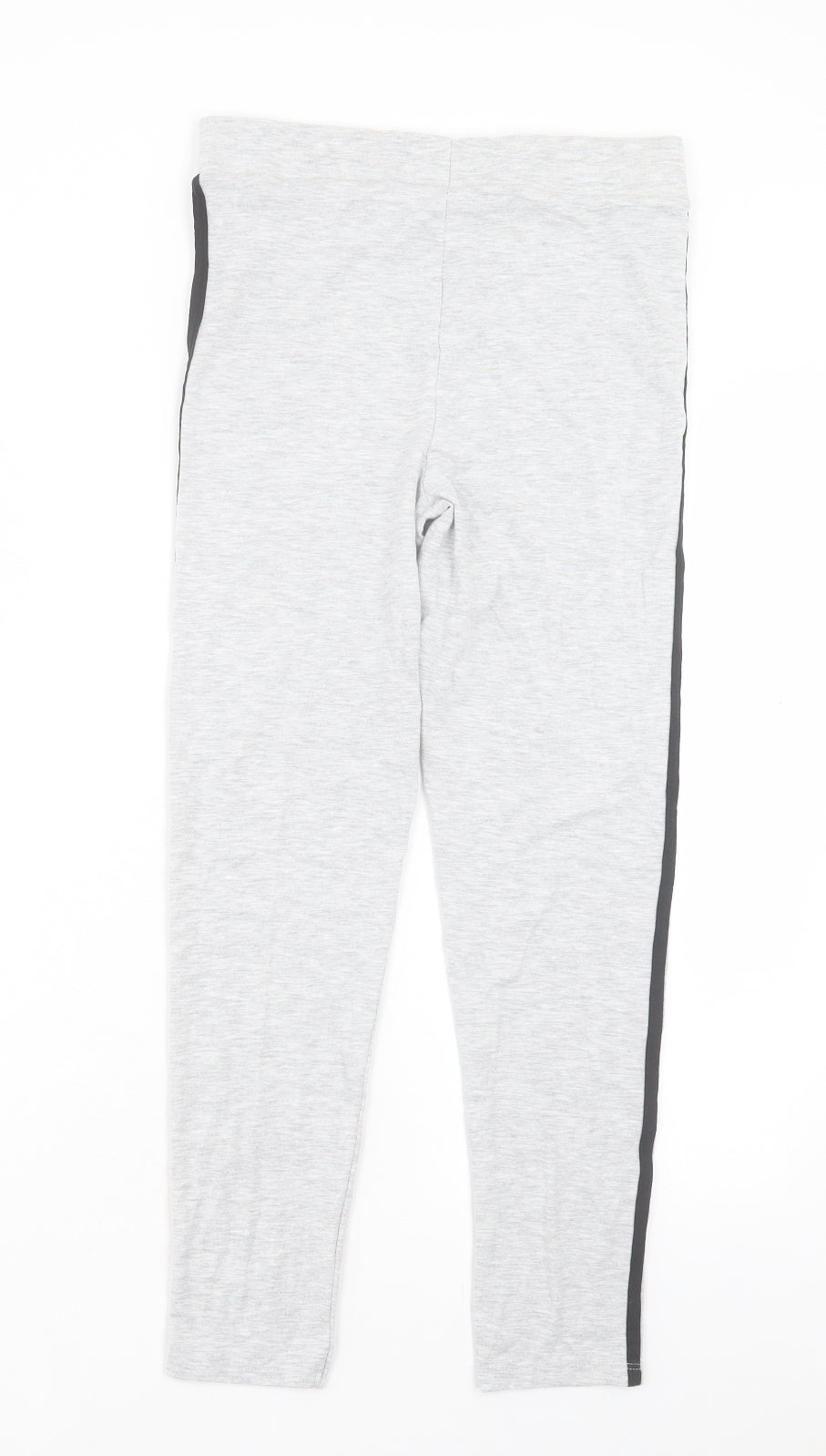 George Girls Grey Striped Cotton Capri Trousers Size 13-14 Years Regular Pullover