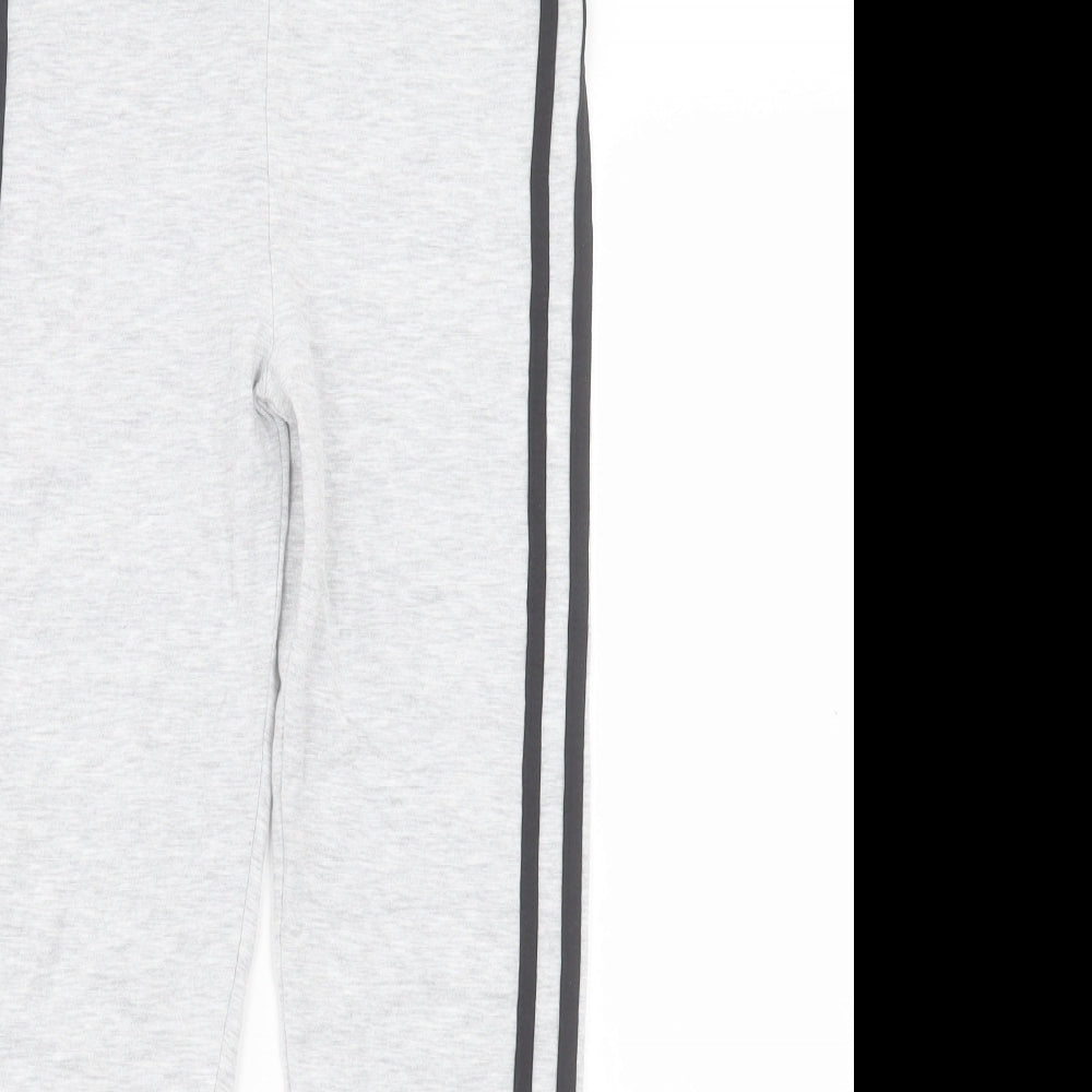 George Girls Grey Striped Cotton Capri Trousers Size 13-14 Years Regular Pullover