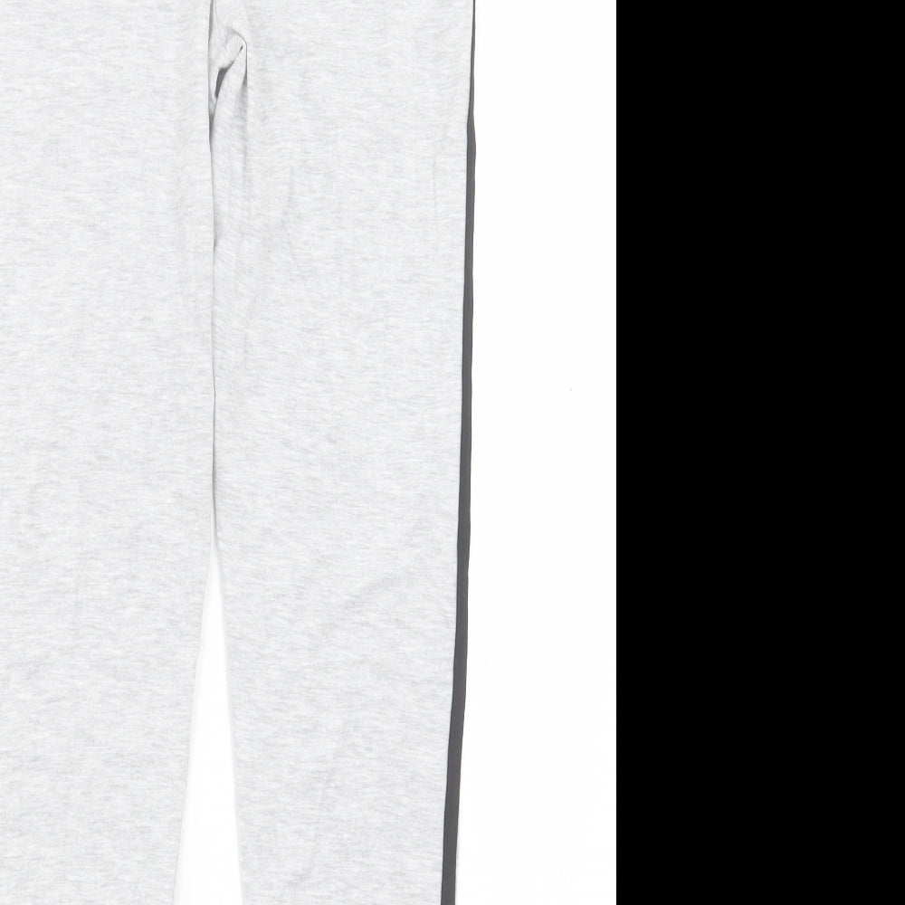 George Girls Grey Striped Cotton Capri Trousers Size 13-14 Years Regular Pullover