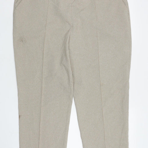 Marks and Spencer Womens Beige Plaid Polyester Carrot Trousers Size 20 L26 in Regular
