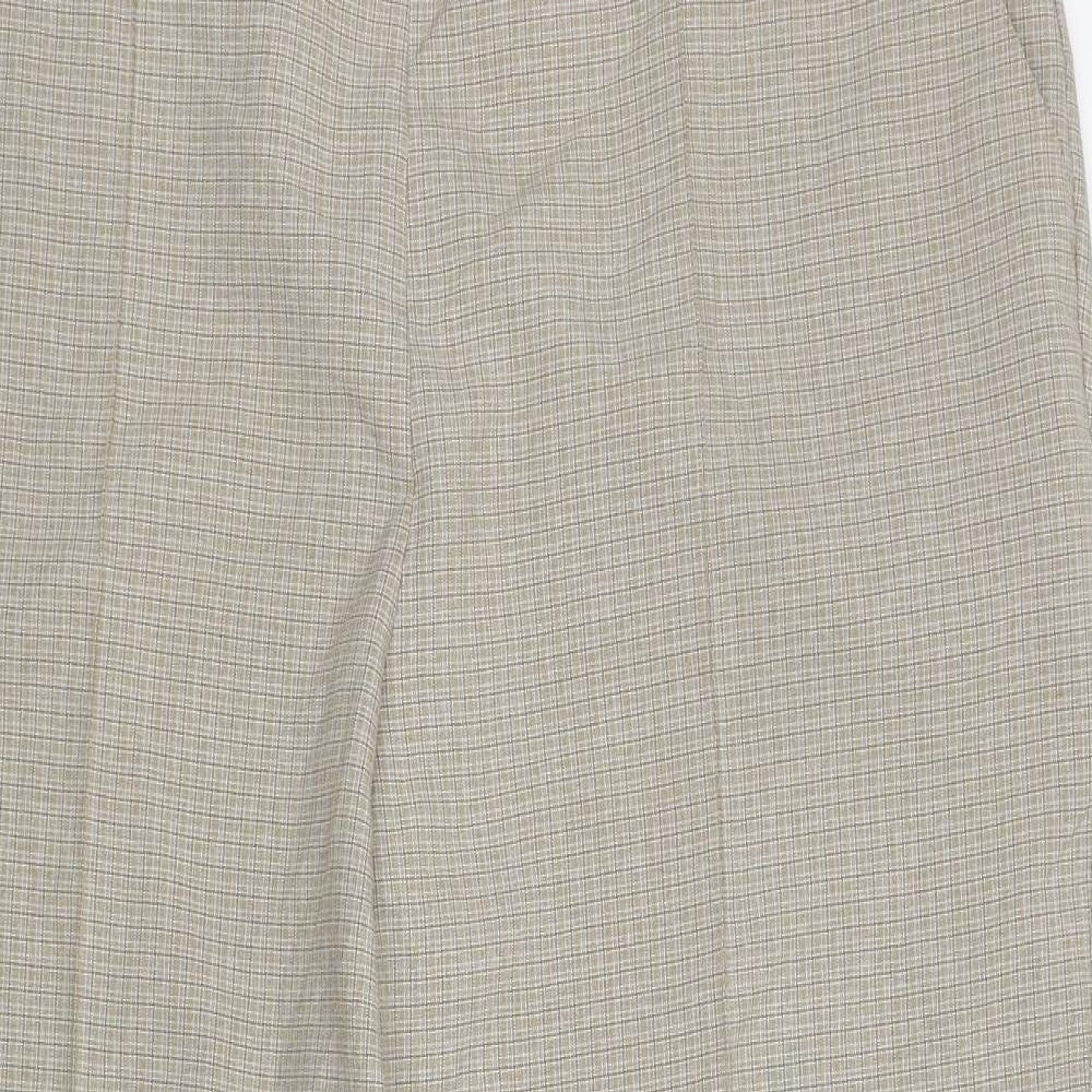Marks and Spencer Womens Beige Plaid Polyester Carrot Trousers Size 20 L26 in Regular