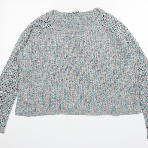 Monsoon Womens Grey Round Neck Acrylic Pullover Jumper Size 16 - Flecked