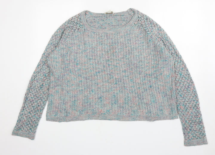 Monsoon Womens Grey Round Neck Acrylic Pullover Jumper Size 16 - Flecked