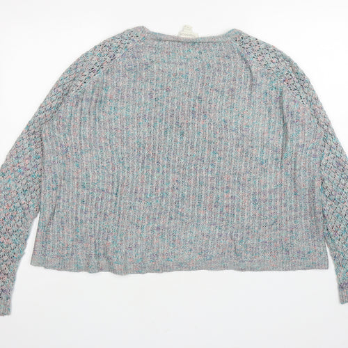 Monsoon Womens Grey Round Neck Acrylic Pullover Jumper Size 16 - Flecked