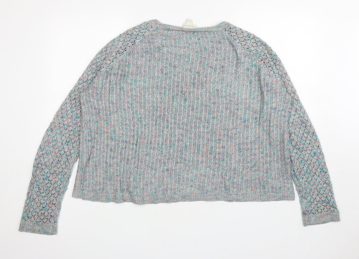 Monsoon Womens Grey Round Neck Acrylic Pullover Jumper Size 16 - Flecked