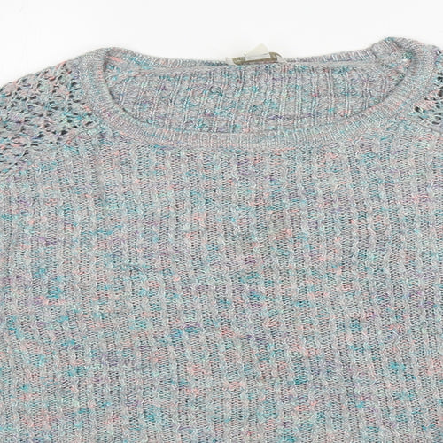 Monsoon Womens Grey Round Neck Acrylic Pullover Jumper Size 16 - Flecked