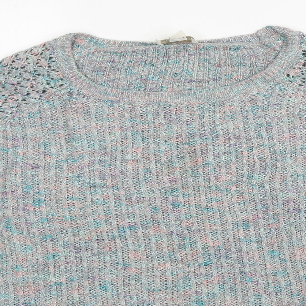 Monsoon Womens Grey Round Neck Acrylic Pullover Jumper Size 16 - Flecked