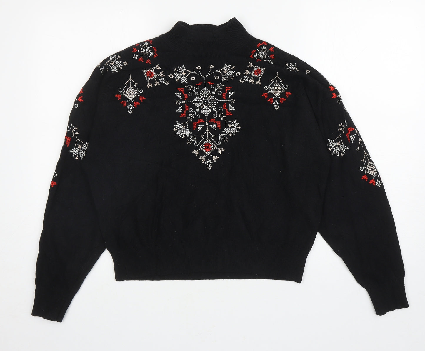 New Look Womens Black Mock Neck Polyester Pullover Jumper Size S