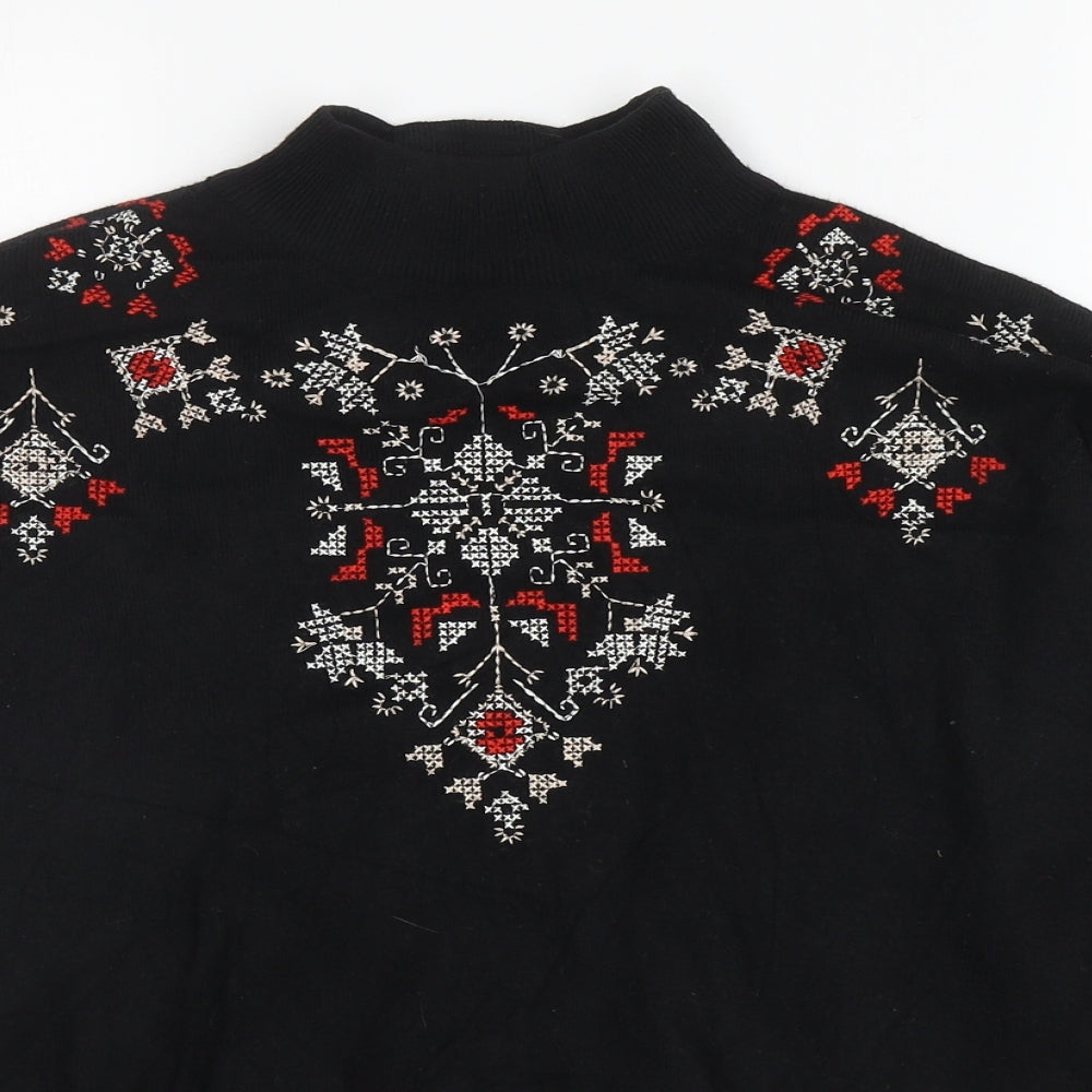 New Look Womens Black Mock Neck Polyester Pullover Jumper Size S