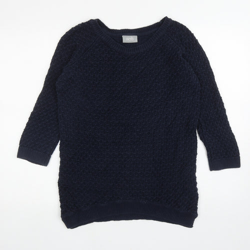 Wallis Womens Blue Round Neck Cotton Pullover Jumper Size S