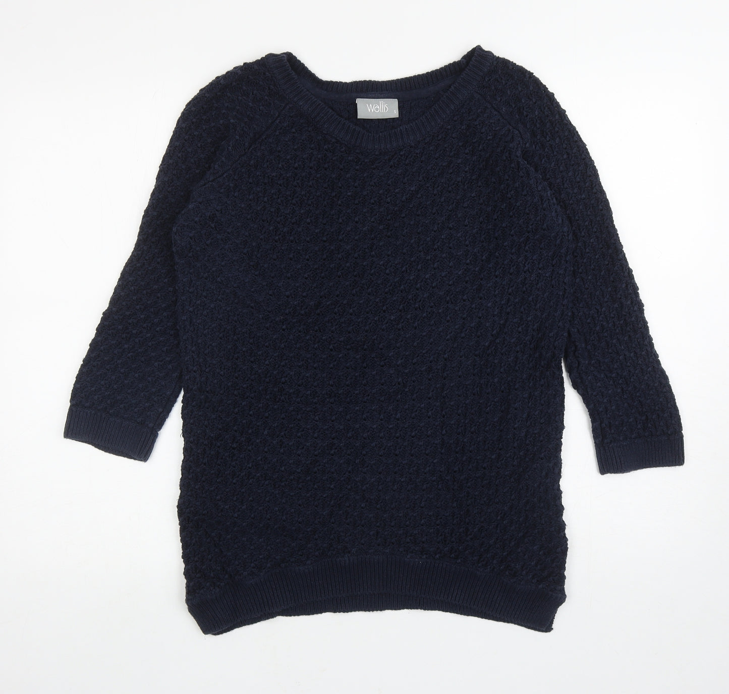Wallis Womens Blue Round Neck Cotton Pullover Jumper Size S