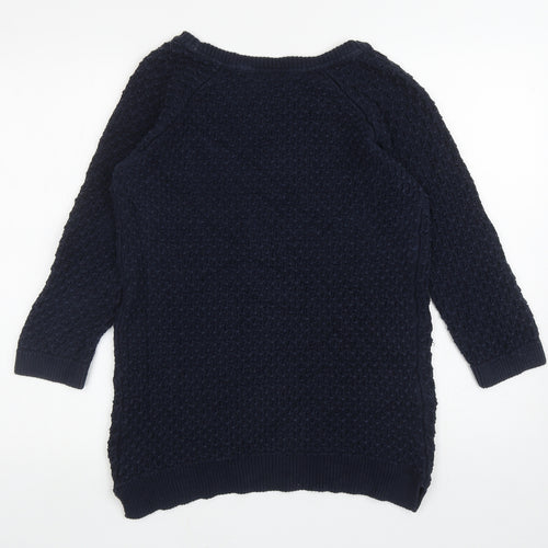 Wallis Womens Blue Round Neck Cotton Pullover Jumper Size S