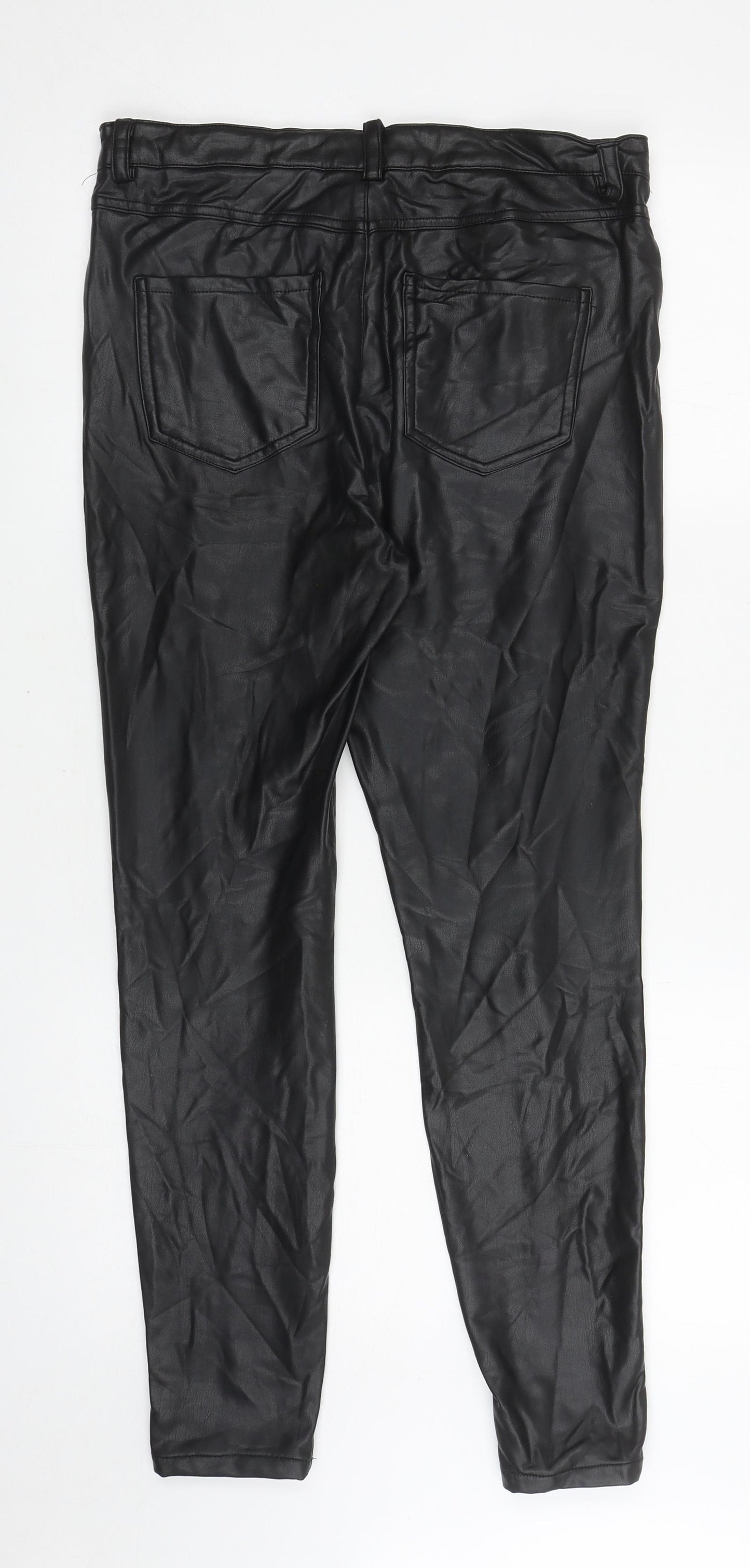 Papaya Womens Black Polyurethane Skinny Jeans Size 12 L27 in Regular Zip