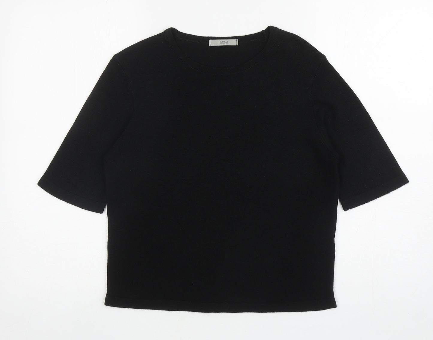Marks and Spencer Womens Black Round Neck Acrylic Pullover Jumper Size 12