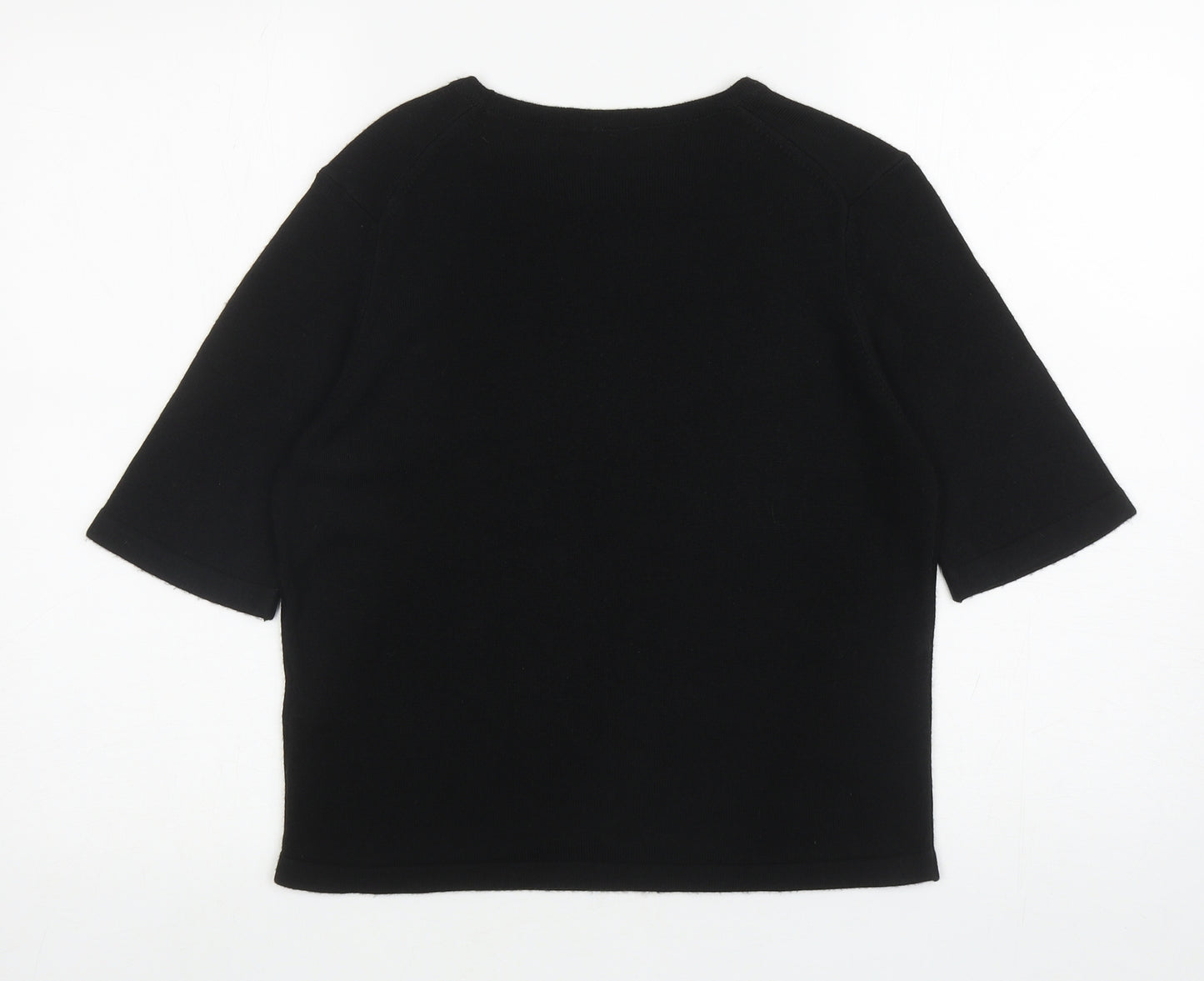 Marks and Spencer Womens Black Round Neck Acrylic Pullover Jumper Size 12