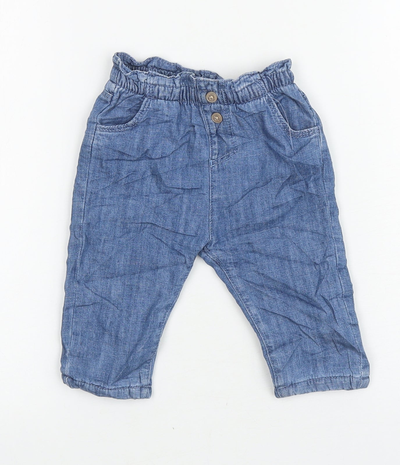 Marks and Spencer Blue Cotton Capri Jeans Size 6-9 Months Pullover