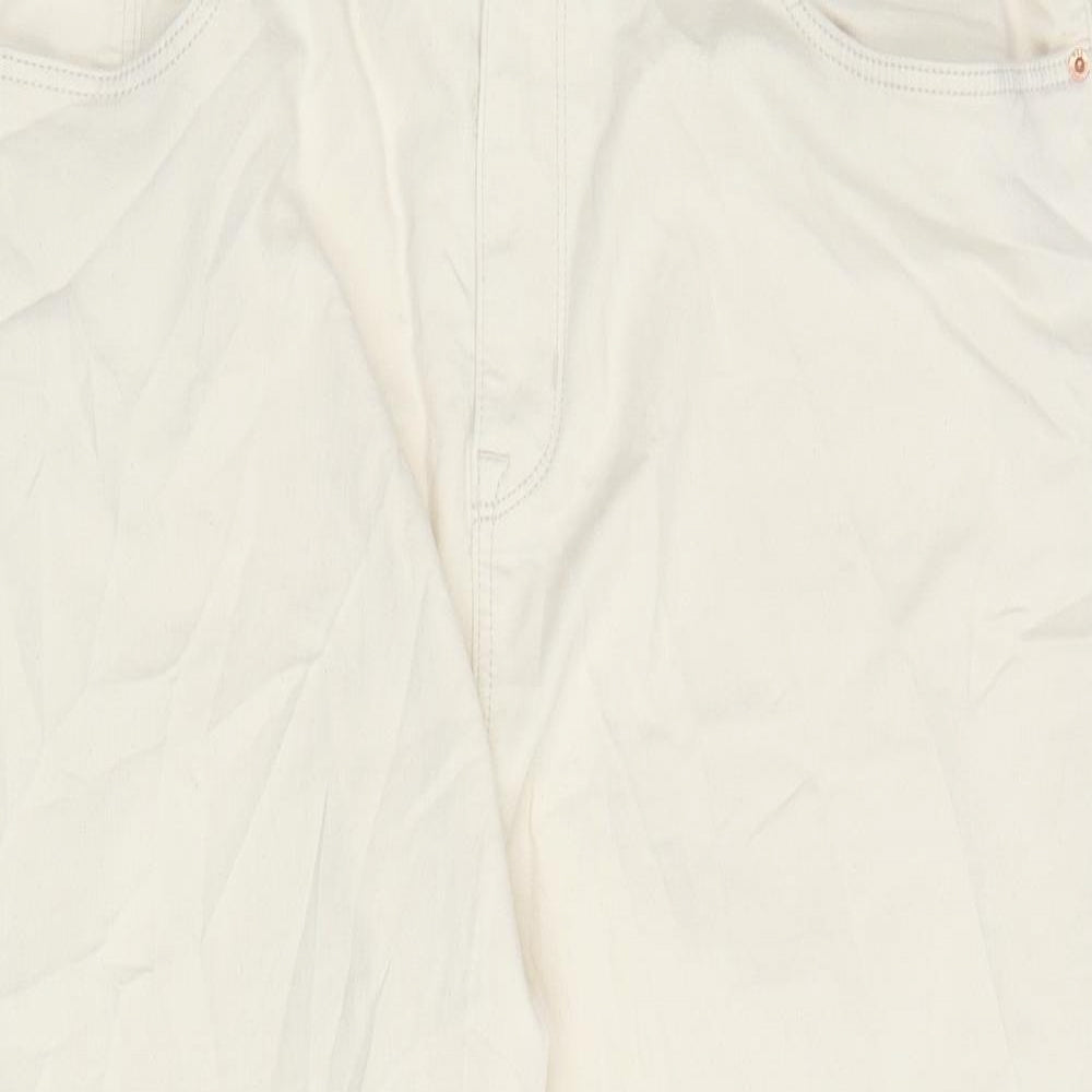 Marks and Spencer Womens Ivory Cotton Cropped Jeans Size 20 L22 in Regular Zip