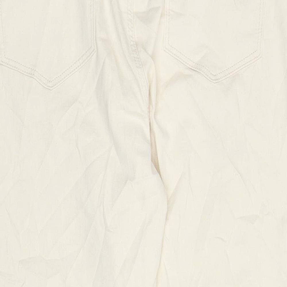 Marks and Spencer Womens Ivory Cotton Cropped Jeans Size 20 L22 in Regular Zip